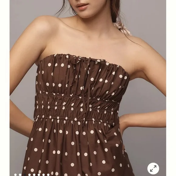 The Somerset Strapless polka Dot Maxi Dress - Picture 2 of 13